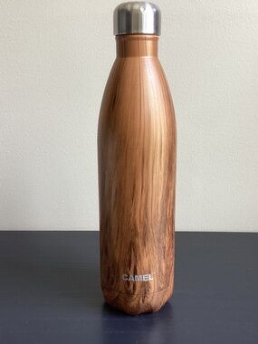 Vintage Flask by CAMEL Stainless Steel Woodgrain Finish 28oz